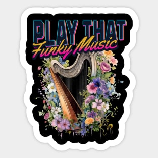 Funky Music Harp Sticker